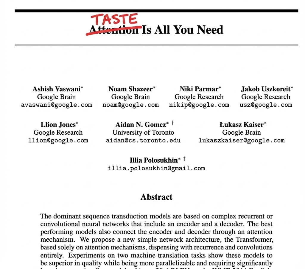 taste is all you need